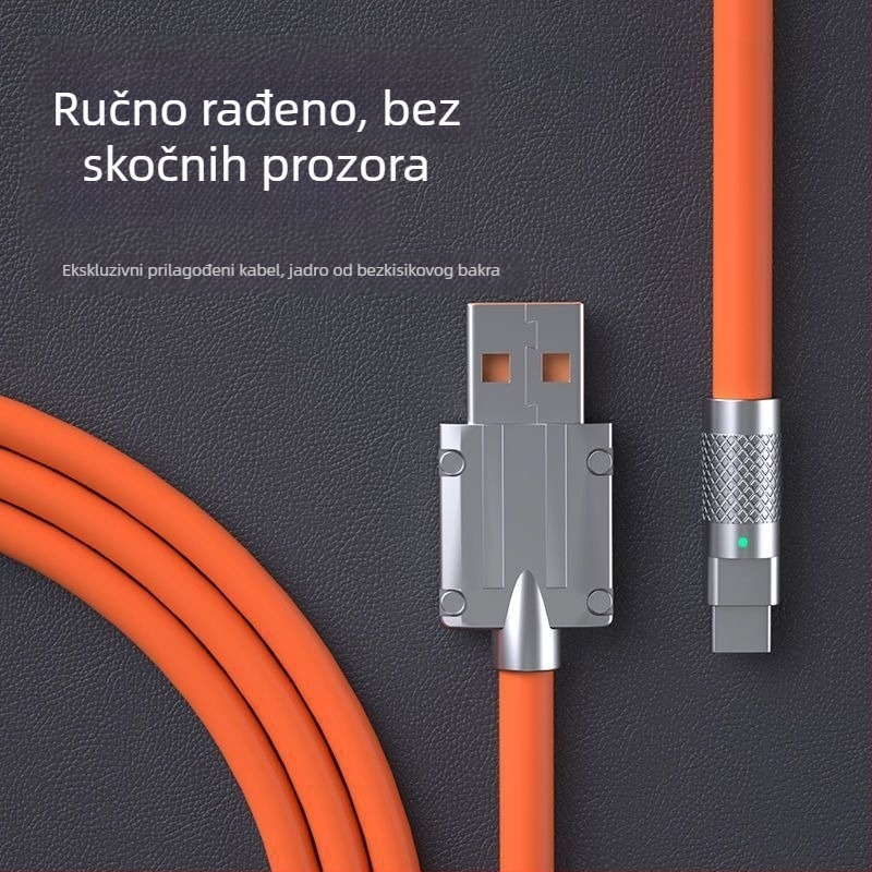 Type-C kabel za punjenje, silikon izolacija, Quick Charge, maksimalno 6A
