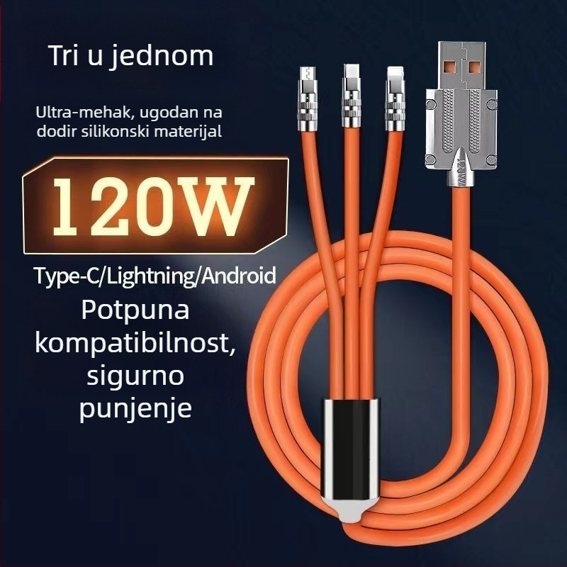 Type-C kabel za punjenje, silikon izolacija, Quick Charge, maksimalno 6A