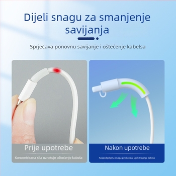 Silikonski zaštitni omotač za kabel za podatke – All-Inclusive, model 413; kompatibilan s kabelima Apple, Huawei, Xiaomi i Vivo; zaštita od loma i trošenja metala.