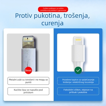 Silikonski zaštitni omotač za kabel za podatke – All-Inclusive, model 413; kompatibilan s kabelima Apple, Huawei, Xiaomi i Vivo; zaštita od loma i trošenja metala.
