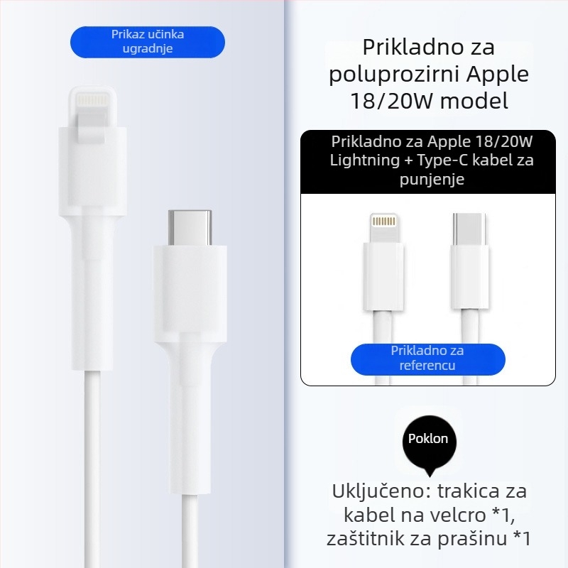 Silikonski zaštitni omotač za kabel za podatke – All-Inclusive, model 413; kompatibilan s kabelima Apple, Huawei, Xiaomi i Vivo; zaštita od loma i trošenja metala.