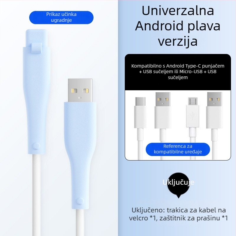 Silikonski zaštitni omotač za kabel za podatke – All-Inclusive, model 413; kompatibilan s kabelima Apple, Huawei, Xiaomi i Vivo; zaštita od loma i trošenja metala.