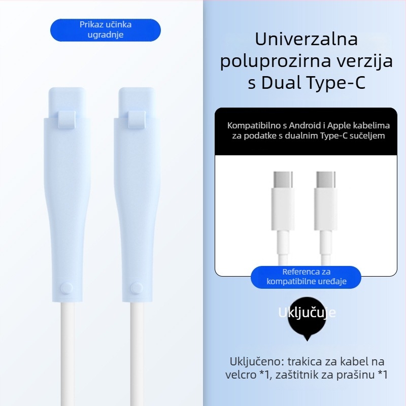 Silikonski zaštitni omotač za kabel za podatke – All-Inclusive, model 413; kompatibilan s kabelima Apple, Huawei, Xiaomi i Vivo; zaštita od loma i trošenja metala.