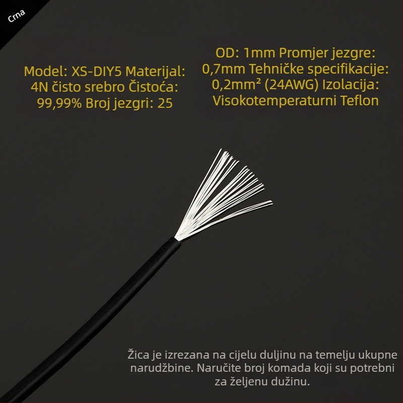 DIY5 Sterling srebrni audio signalni kabel za pojačalo – 20g, jezgrom i žicama od srebra