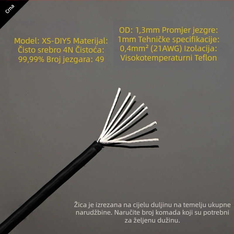 DIY5 Sterling srebrni audio signalni kabel za pojačalo – 20g, jezgrom i žicama od srebra