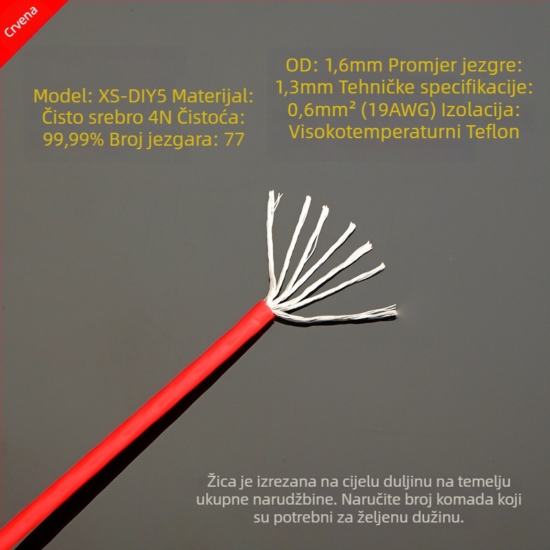 DIY5 Sterling srebrni audio signalni kabel za pojačalo – 20g, jezgrom i žicama od srebra