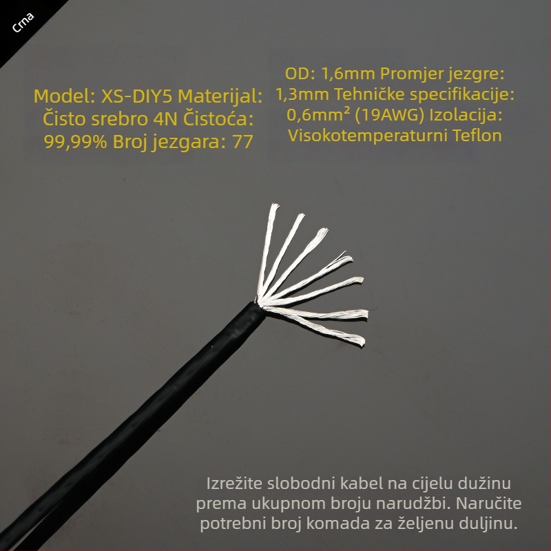 DIY5 Sterling srebrni audio signalni kabel za pojačalo – 20g, jezgrom i žicama od srebra