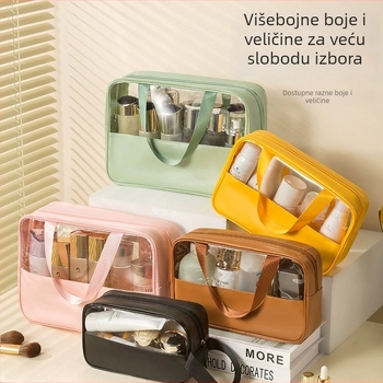 Prozirna višenamjenska torbica za šminku s logom, velika kapaciteta, ultralagana, PVC materijal, zatvarač