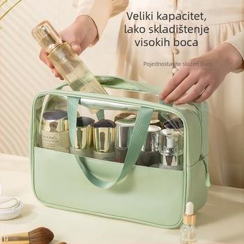 Prozirna višenamjenska torbica za šminku s logom, velika kapaciteta, ultralagana, PVC materijal, zatvarač