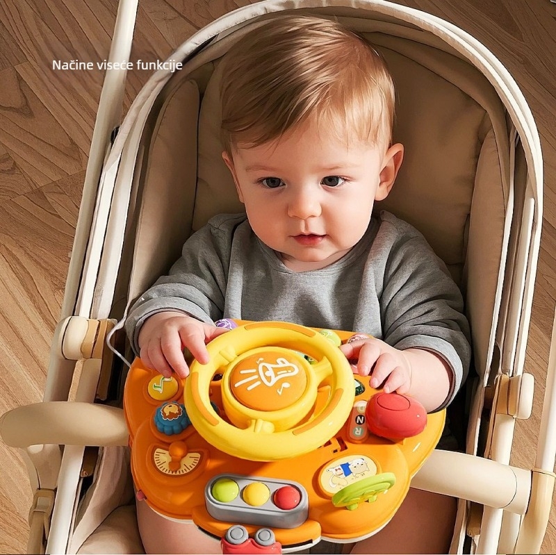 Višefunkcionalni stol s volanom za ranu edukaciju — plastika, baterijsko napajanje, glazba i zvukovi, za djecu 0–3 godine