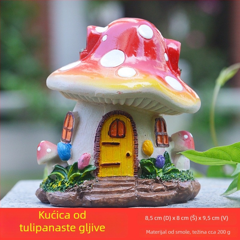 Smoljena skulptura gljive s mahovim mini pejzažem za bonsai