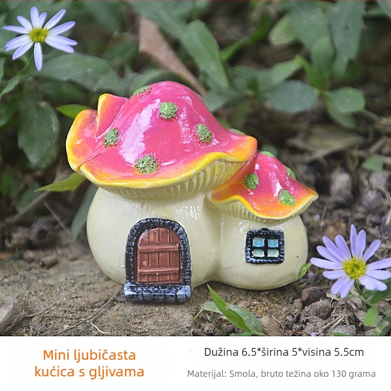 Smoljena skulptura gljive s mahovim mini pejzažem za bonsai