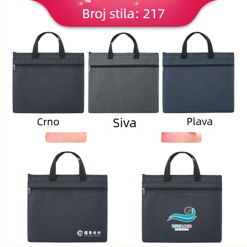 Torba za dokumente od Oxford platna s dvostrukim zatvaračem, velika kapaciteta, težina 0,32 kg