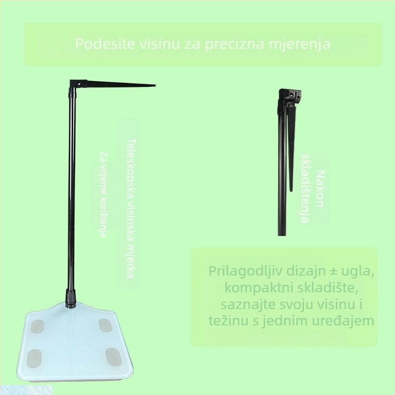 Elektronička vaga za mjerenje težine s detekcijom tjelesne masti i vlage, izračun kalorija, Bluetooth