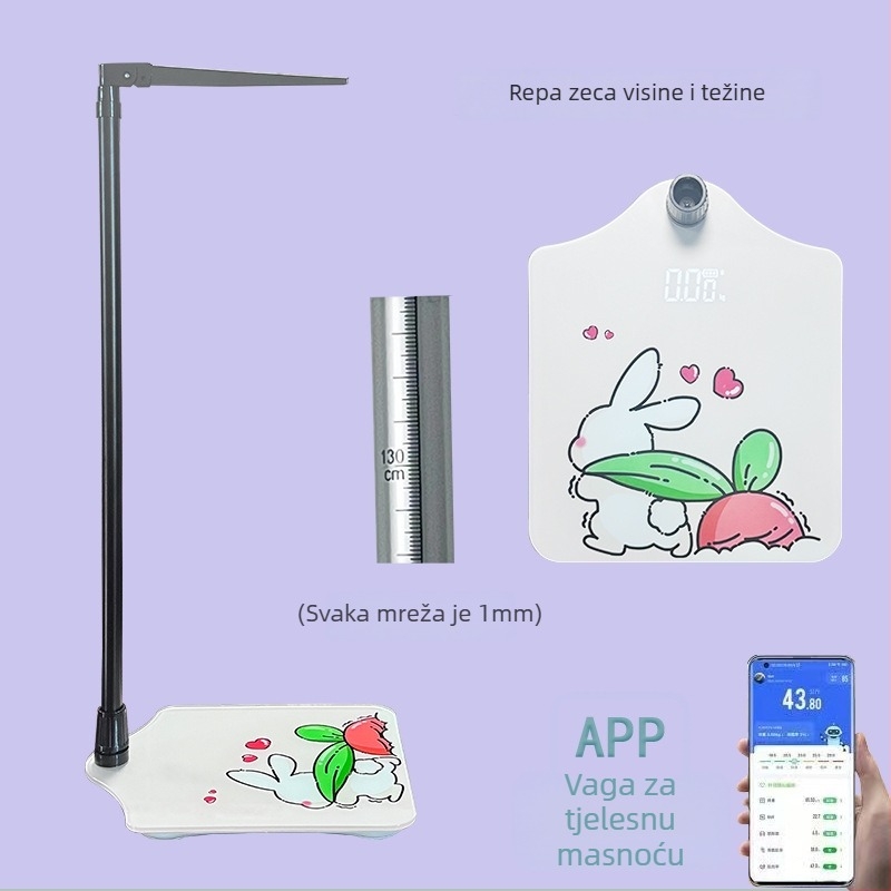 Elektronička vaga za mjerenje težine s detekcijom tjelesne masti i vlage, izračun kalorija, Bluetooth