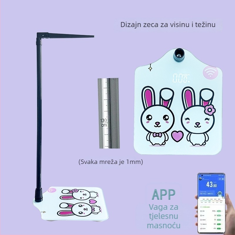 Elektronička vaga za mjerenje težine s detekcijom tjelesne masti i vlage, izračun kalorija, Bluetooth