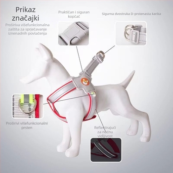 Postroj s prslukom i vodilicom za šetnju, za male i srednje pse poput corgi, bichon i teddy