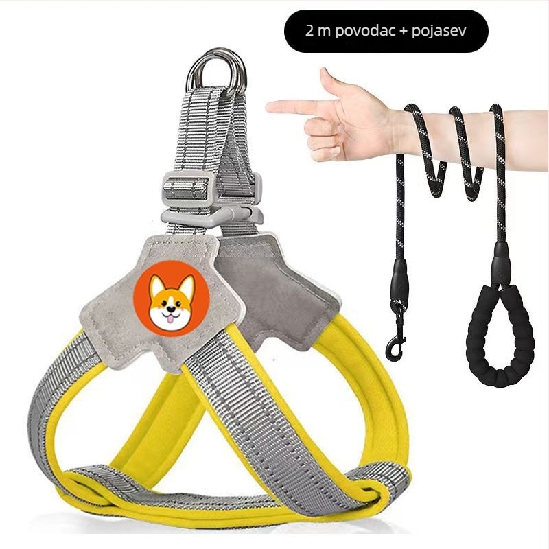 Postroj s prslukom i vodilicom za šetnju, za male i srednje pse poput corgi, bichon i teddy
