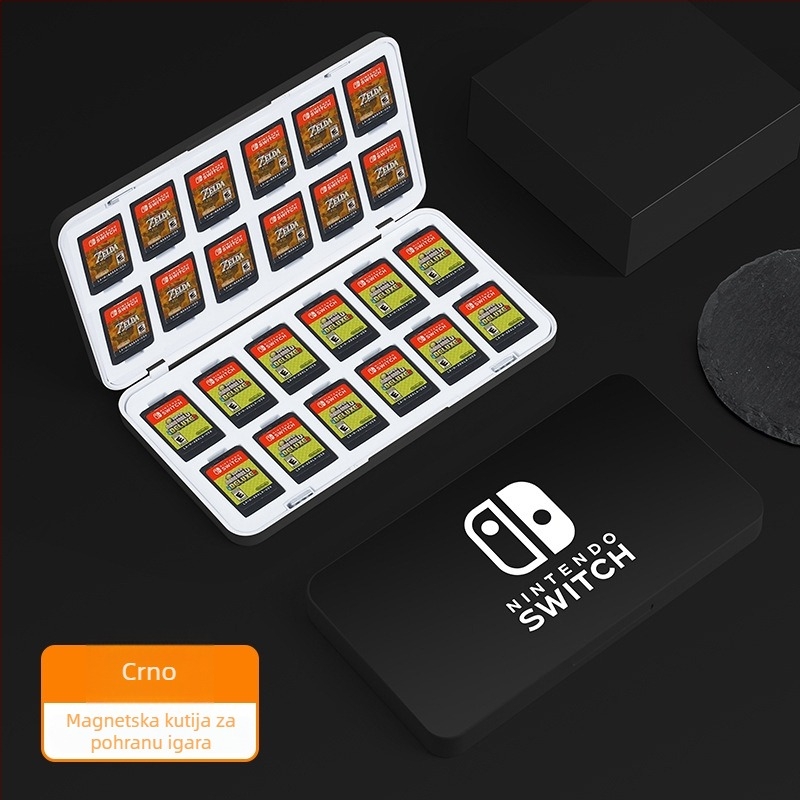 Kutija za Nintendo Switch kartice, magnetsko zatvaranje, ABS+EVA materijal, 24 kartica, prenosno
