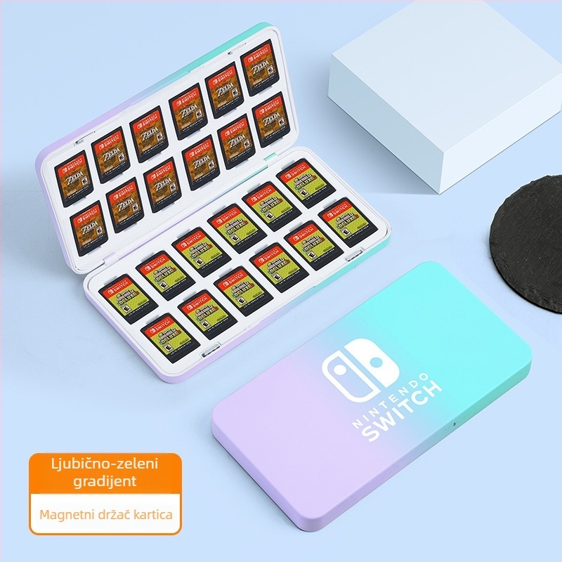 Kutija za Nintendo Switch kartice, magnetsko zatvaranje, ABS+EVA materijal, 24 kartica, prenosno
