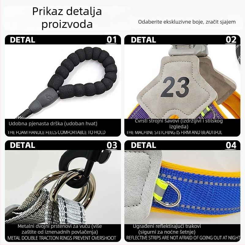Y-oblikovani prsni kaiš za velike pse s povodcem za vanjsku upotrebu