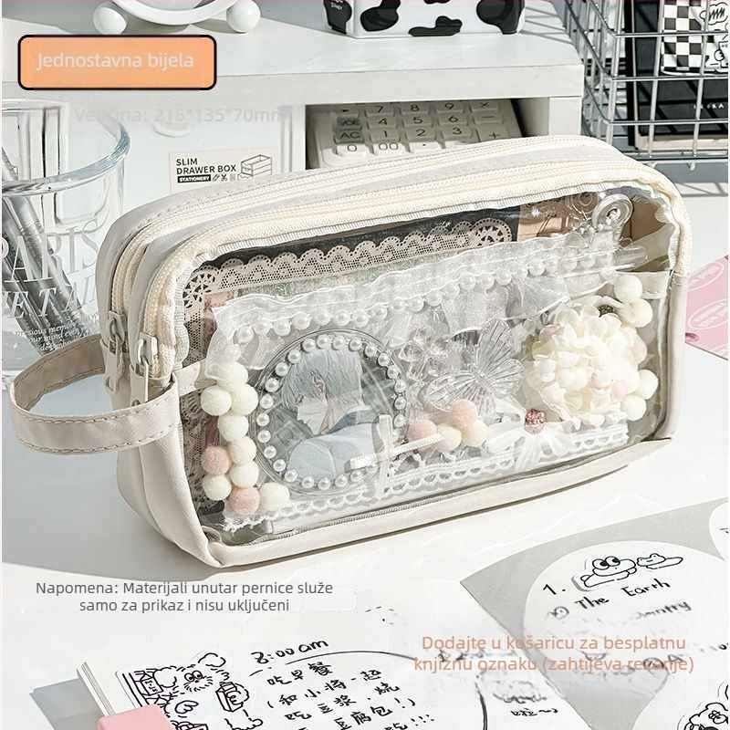 Prozirni neseser za djevojčice, kompaktni školski pribor s prozirnim dizajnom