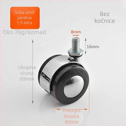 Namještaj koluti s kočnicom, ravna montažna ploča, za ormariće, stolove i namještaj, moderni minimalistički stil, cinkova legura