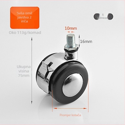 Namještaj koluti s kočnicom, ravna montažna ploča, za ormariće, stolove i namještaj, moderni minimalistički stil, cinkova legura