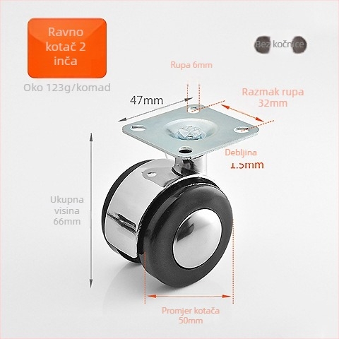 Namještaj koluti s kočnicom, ravna montažna ploča, za ormariće, stolove i namještaj, moderni minimalistički stil, cinkova legura