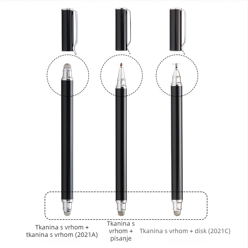 Tawecol metalni kapacitativni stilus s vodljivim diskom od platna – kompatibilan s Androidom i iOS-om, univerzalna dodirna olovka za mobitele i tablete