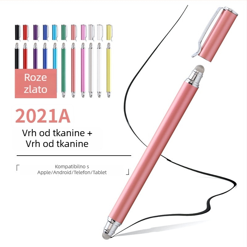 Tawecol metalni kapacitativni stilus s vodljivim diskom od platna – kompatibilan s Androidom i iOS-om, univerzalna dodirna olovka za mobitele i tablete