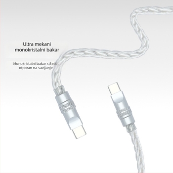 Kabel za podatke s pletenim osmerostrukim bakrenim vlaknima sa srebrnim premazom, za iPhone 16, Mate70, tablete i prijenosna računala – brzo punjenje