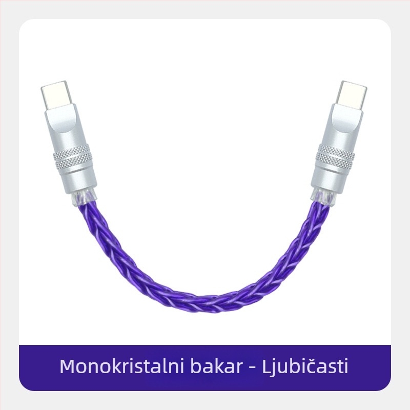 Kabel za podatke s pletenim osmerostrukim bakrenim vlaknima sa srebrnim premazom, za iPhone 16, Mate70, tablete i prijenosna računala – brzo punjenje
