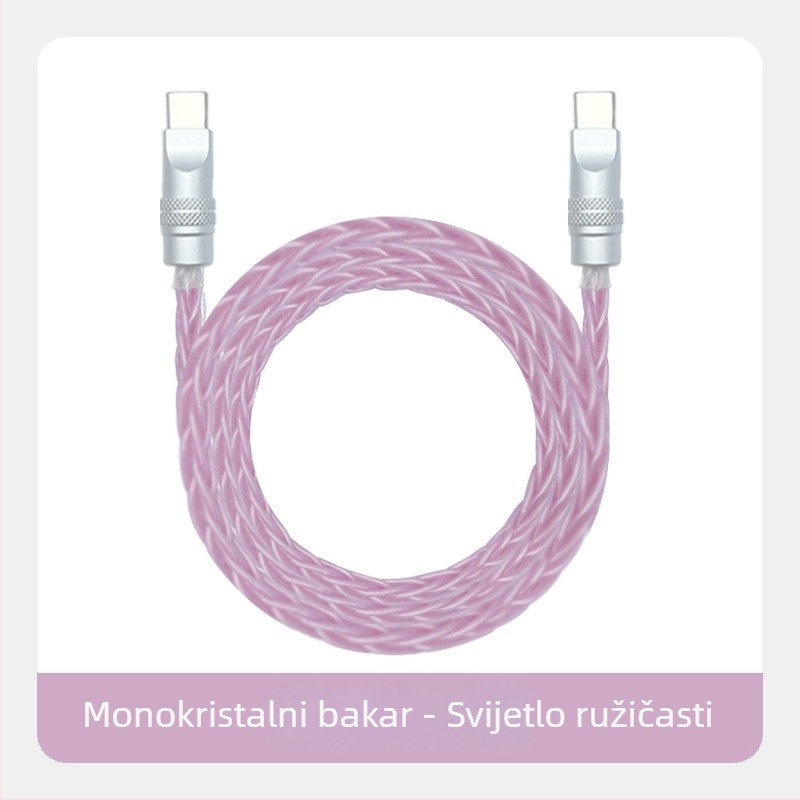Kabel za podatke s pletenim osmerostrukim bakrenim vlaknima sa srebrnim premazom, za iPhone 16, Mate70, tablete i prijenosna računala – brzo punjenje