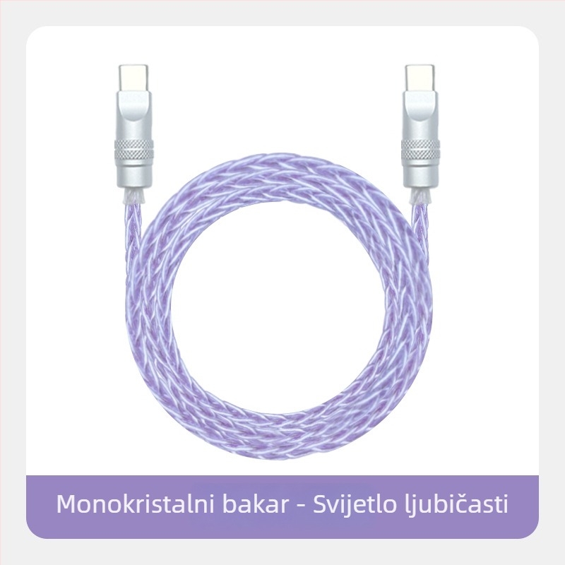 Kabel za podatke s pletenim osmerostrukim bakrenim vlaknima sa srebrnim premazom, za iPhone 16, Mate70, tablete i prijenosna računala – brzo punjenje