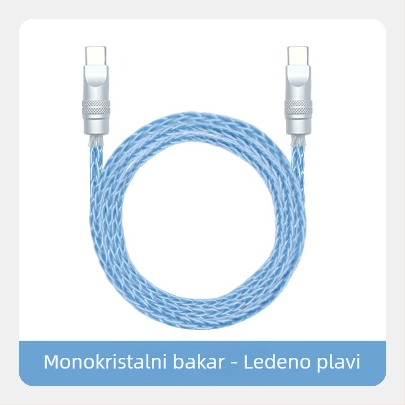 Kabel za podatke s pletenim osmerostrukim bakrenim vlaknima sa srebrnim premazom, za iPhone 16, Mate70, tablete i prijenosna računala – brzo punjenje