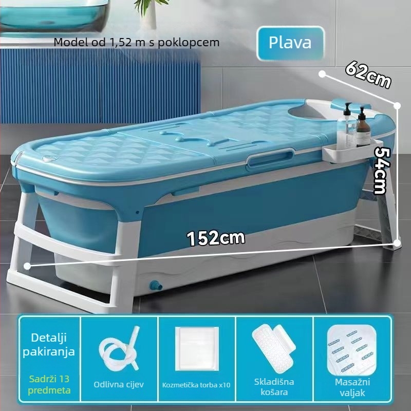 Sklopiva kada za odrasle, kućna upotreba, plastična konstrukcija, parno kupanje cijelog tijela, sjedenje/ležanje (Materijal: plastika; Namjena: odrasli; Kućna uporaba; Sklopiva)