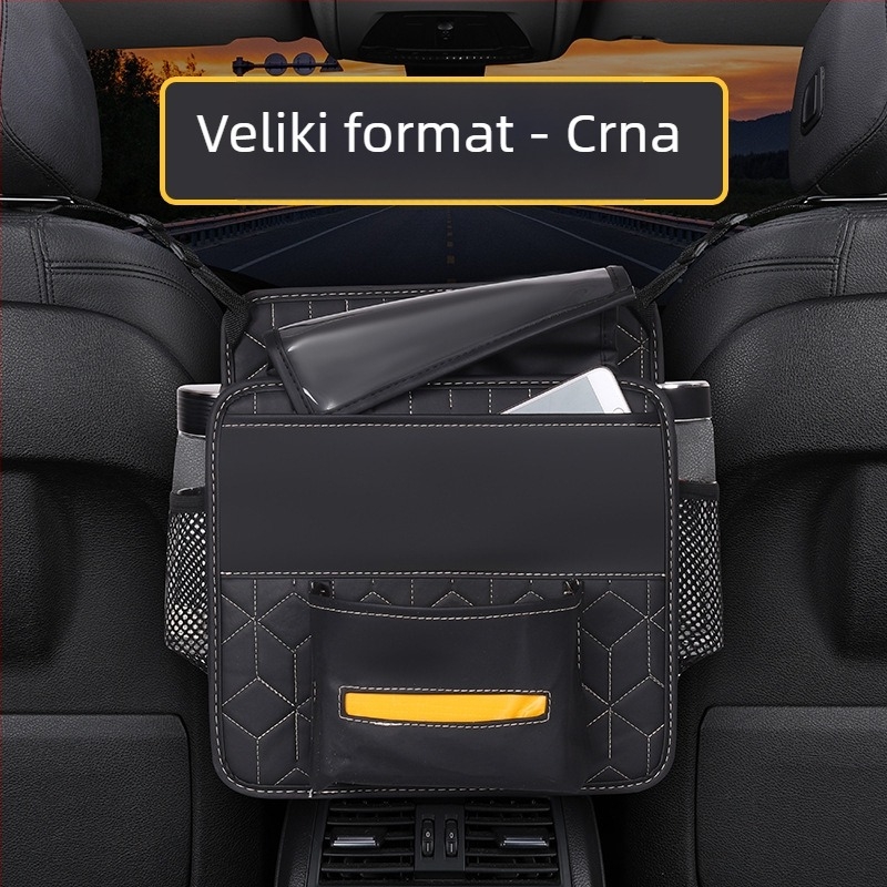 Kožna dvostrana torba za pohranu za srednji dio sjedala, viseći automobil organizator s džepom za dodirni zaslon; vodootporna, otporna na kompresiju, prilagodljiva logotipu