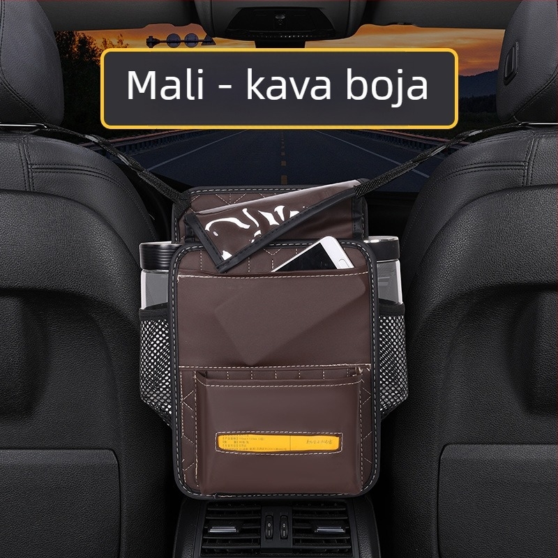Kožna dvostrana torba za pohranu za srednji dio sjedala, viseći automobil organizator s džepom za dodirni zaslon; vodootporna, otporna na kompresiju, prilagodljiva logotipu