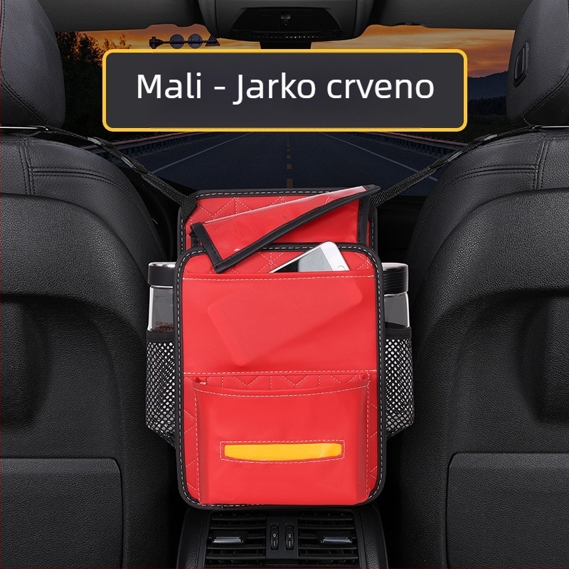 Kožna dvostrana torba za pohranu za srednji dio sjedala, viseći automobil organizator s džepom za dodirni zaslon; vodootporna, otporna na kompresiju, prilagodljiva logotipu