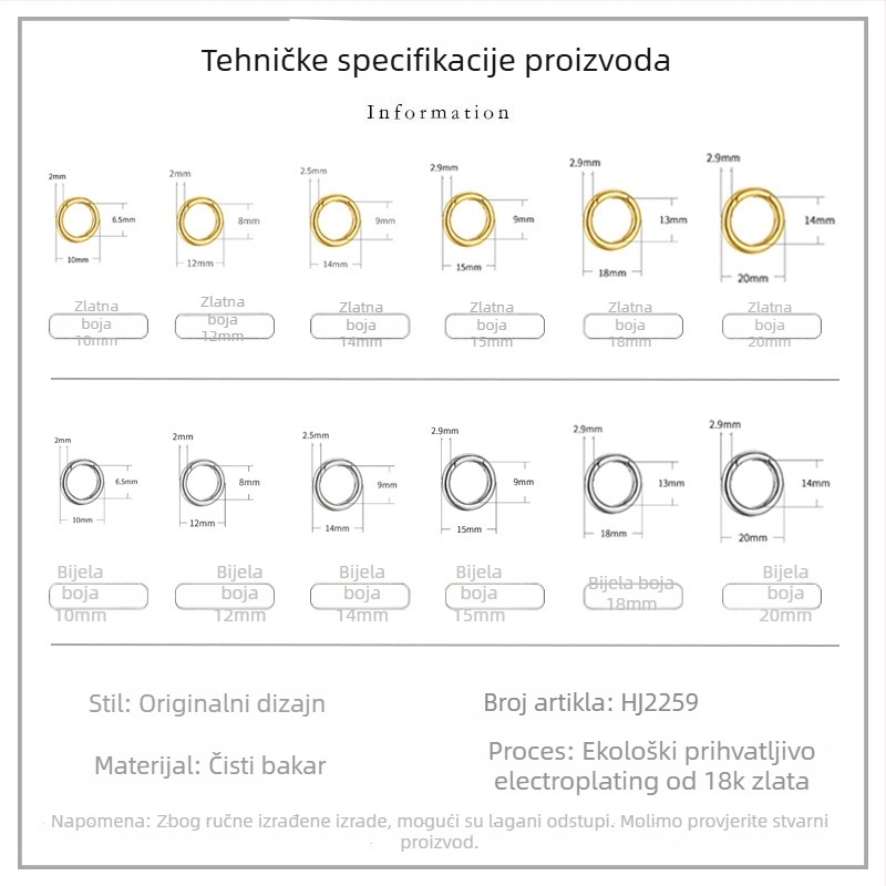 DIY spojni prsten za nakit s otvorenom petljom – bakar, elektroplatiniranje, Xin Hongtai, proljeće 2025
