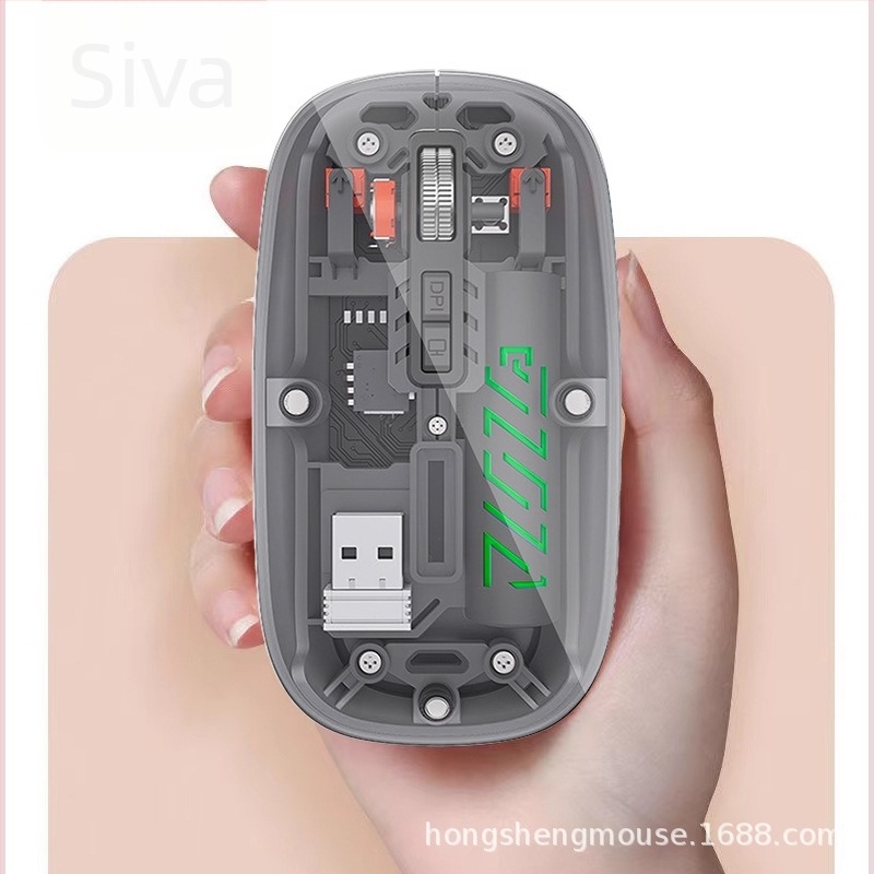 Bežična miška s dvostrukim načinom 2.4G/Bluetooth, 1600 DPI, 5 tipki, USB-C sučelje, punjiva baterija