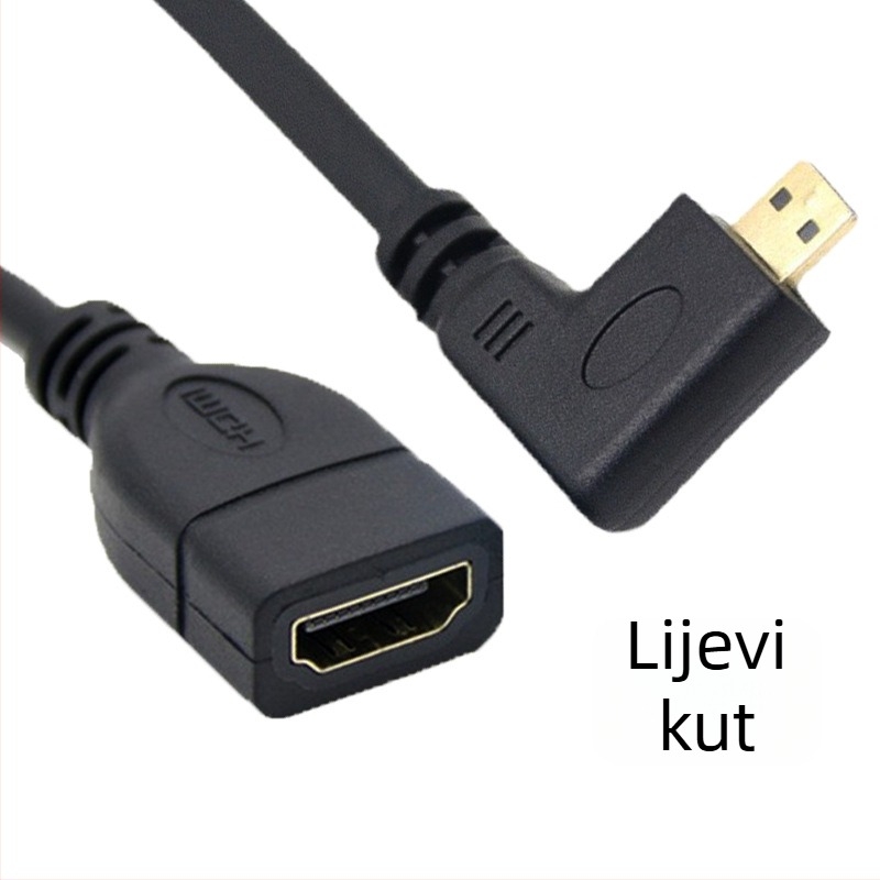 90° nagnuti Micro HDMI na HDMI ženski adapter kabel za tablete
