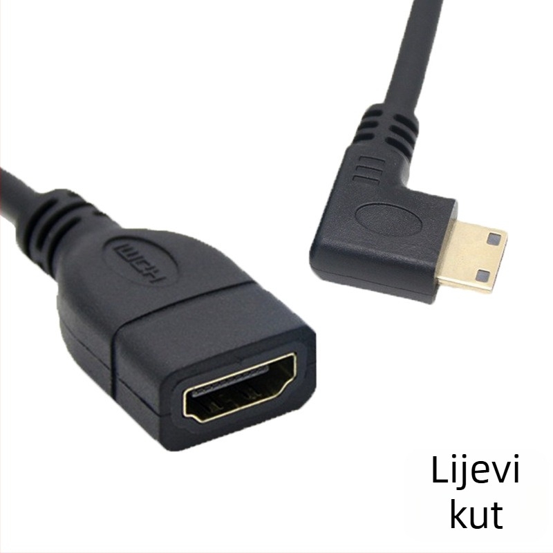 90° nagnuti Micro HDMI na HDMI ženski adapter kabel za tablete