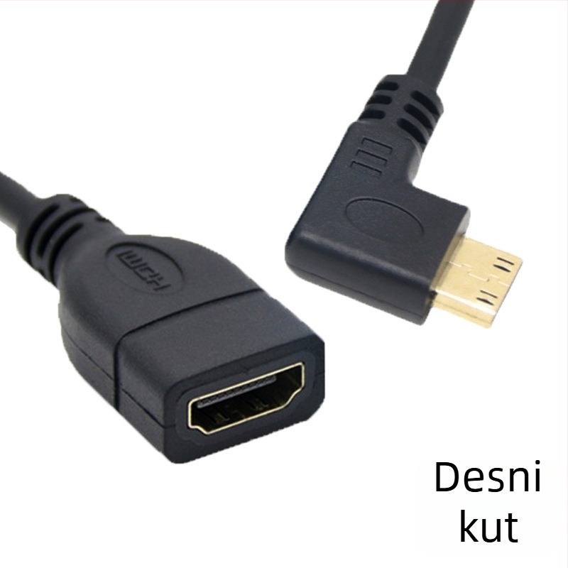 90° nagnuti Micro HDMI na HDMI ženski adapter kabel za tablete