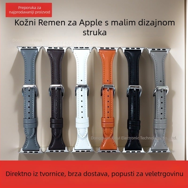 Remen za Apple Watch - uzorak krave, prava koža, minimalistički stil, kopča s iglom, duljine 123/93 mm
