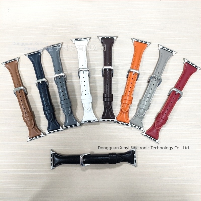 Remen za Apple Watch - uzorak krave, prava koža, minimalistički stil, kopča s iglom, duljine 123/93 mm