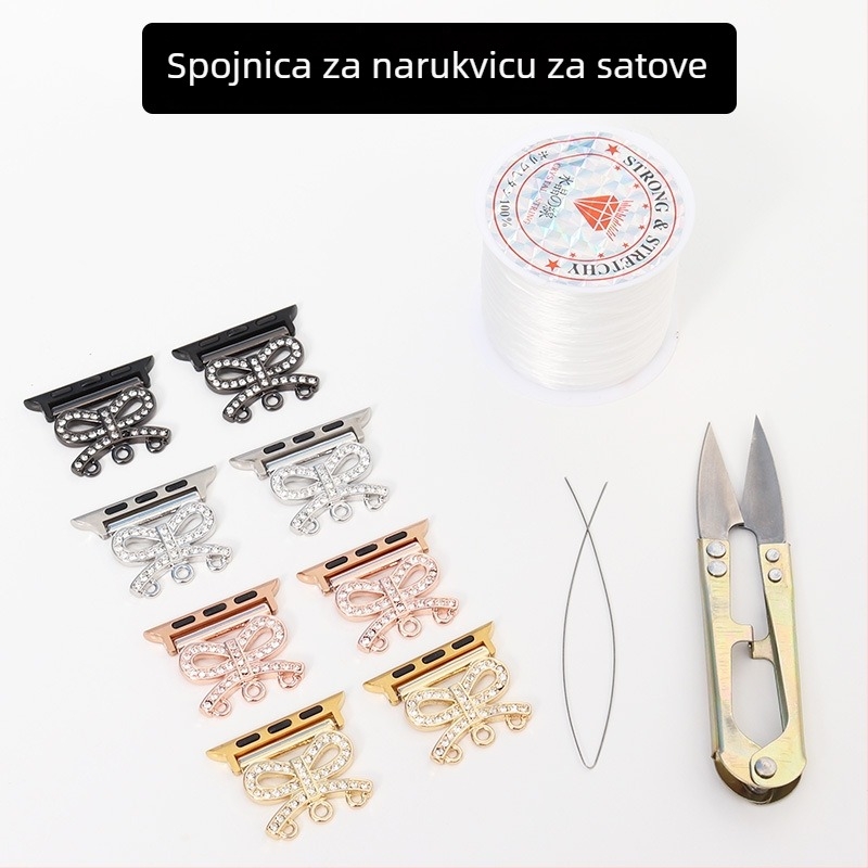 Konektor bisernog leptira s dijamantom za narukvicu Apple Watch — Aisiwei, plastična narukvica, Snap kopča, prilagodljiva veličina sučelja