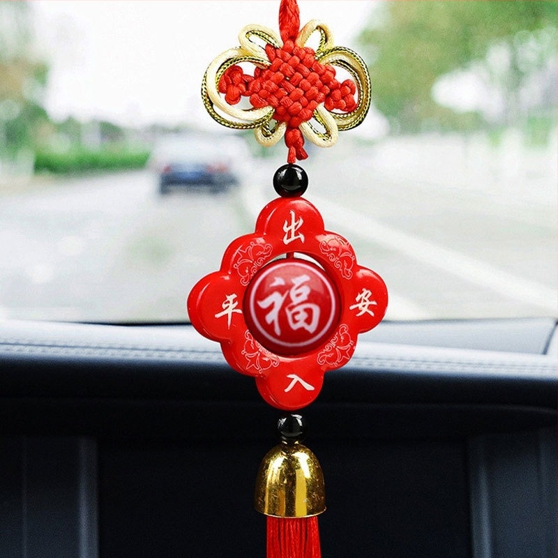 Auto privjesak s kineskim čvorom, Mao motiv i Guanyin, smola, tradicionalni kineski stil, unutarnja dekoracija