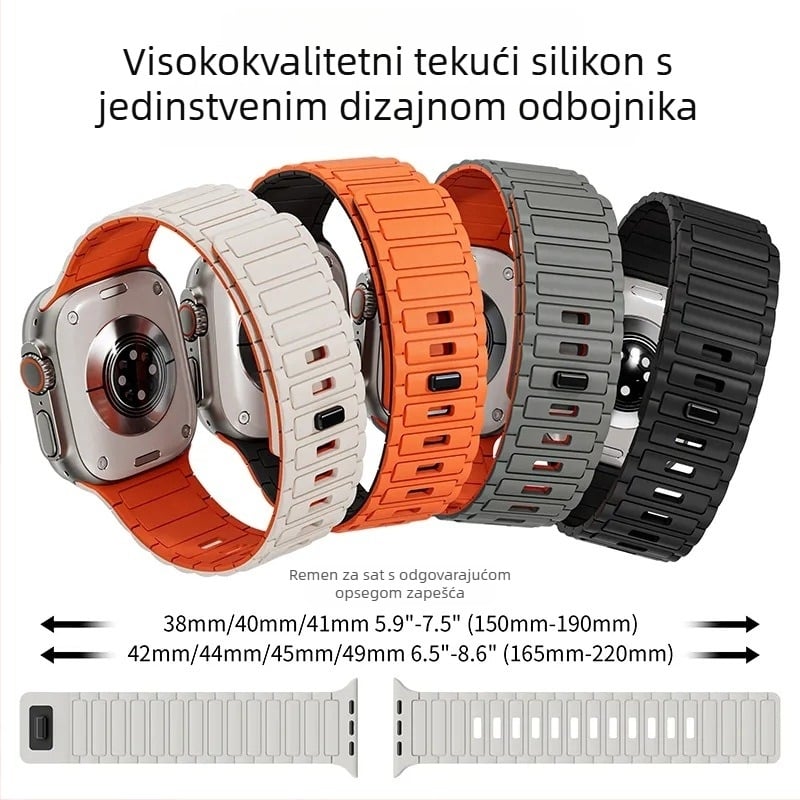 Silikonska magnetska narukvica za Apple Watch 9/S10/Ultra — minimalistički stil, težina 15 g